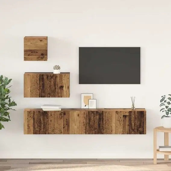 Bestseller Zestaw szafek RTV 4 pcs Stare drewno 80 x 30 x 30 cm Lumarko! - Hurtownia wielobranżowa Lumarko